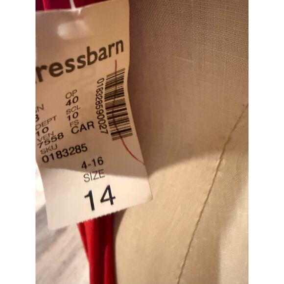 NWT Dressbarn Sheath Dress Womens Size 14 Red Sleeveless Cowl Neck Ruched Waist - Picture 9 of 9